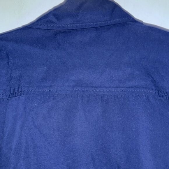 Mens Navy Blue Stitch Lightweight Polyester Jacket With Button Cuffs & Zipper Fr - Picture 6 of 7